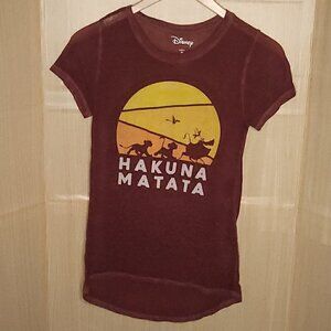 Disney Womens Maroon Red Lion King Hakuna Matata Burnout XS